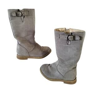 Hanna Andersson Carine2 Girls 10M Silver Glitter Tall Riding Boot Zip Buckle